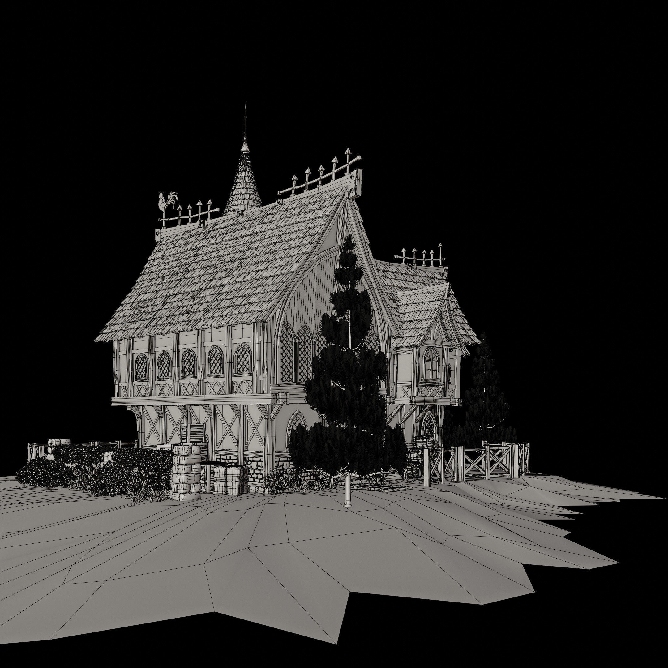 STYLIZED MEDIEVAL BUILDING 08 PRINT READY Low-poly 3D model_16