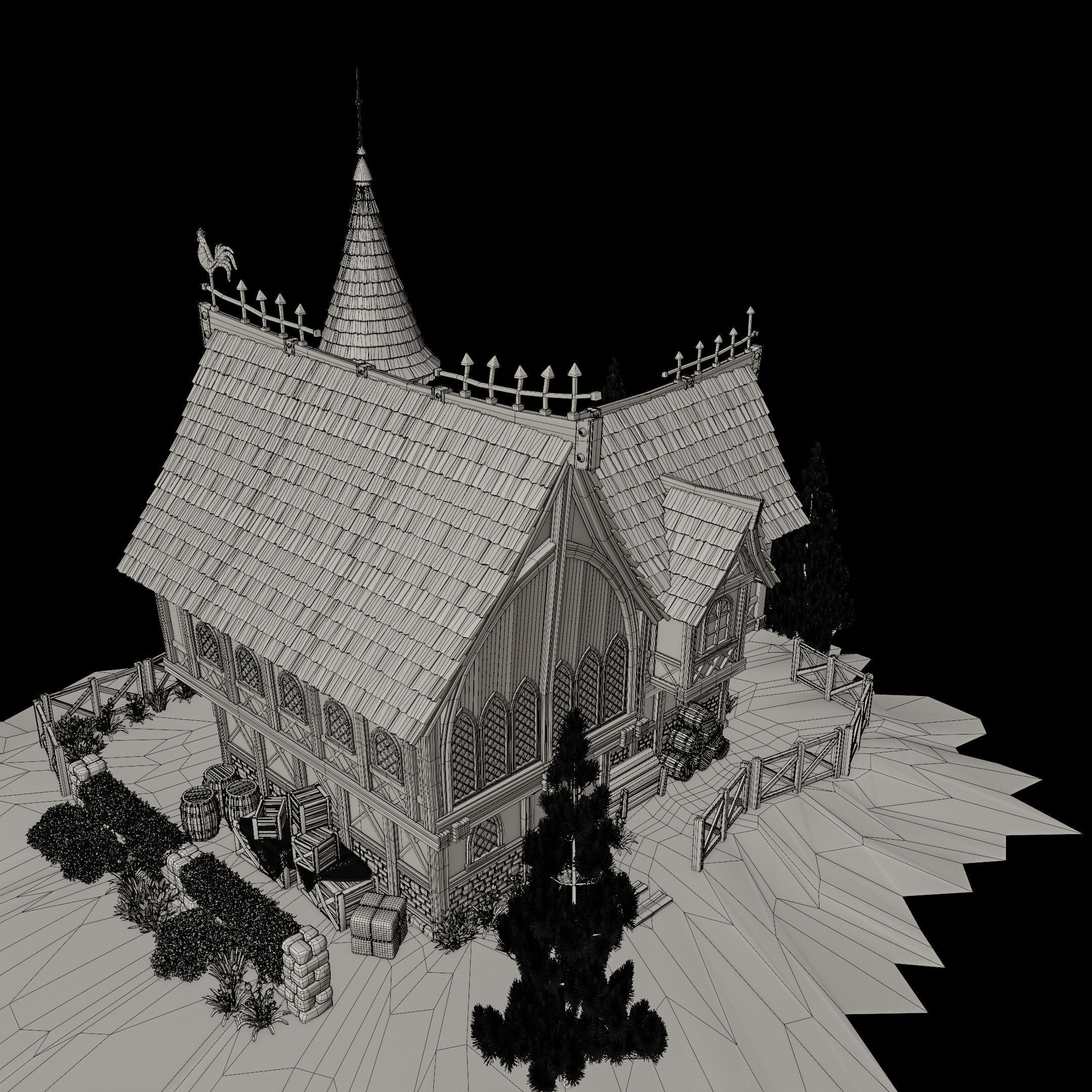 STYLIZED MEDIEVAL BUILDING 08 PRINT READY Low-poly 3D model_22