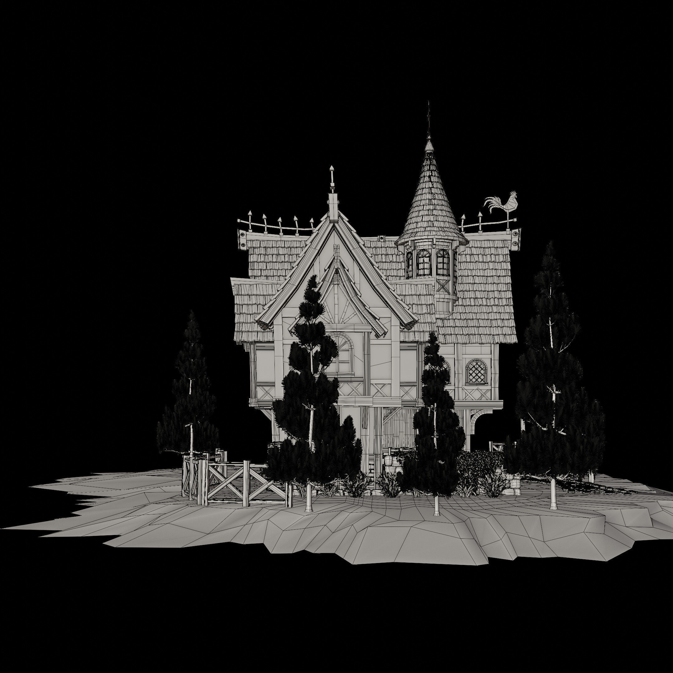 STYLIZED MEDIEVAL BUILDING 08 PRINT READY Low-poly 3D model_19