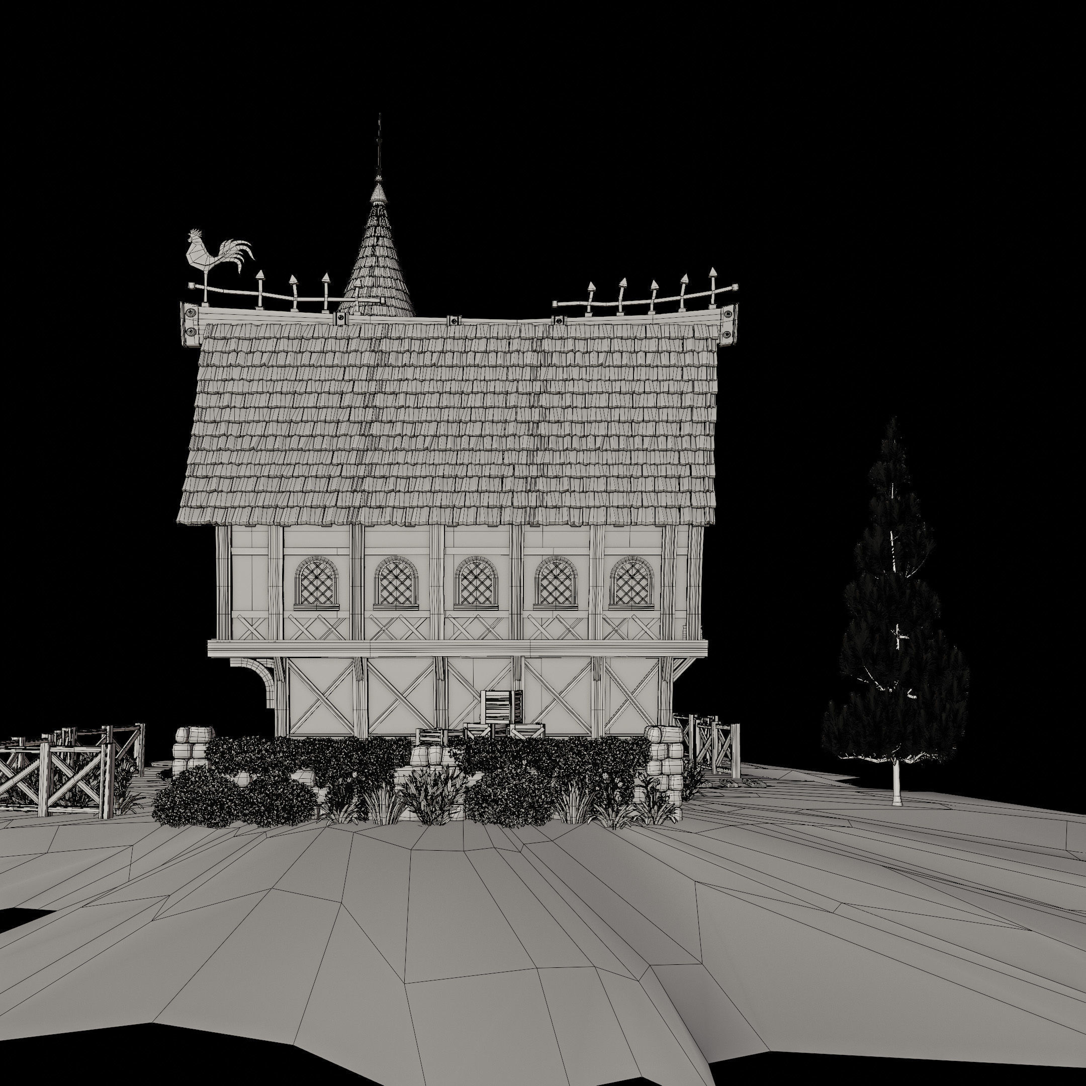 STYLIZED MEDIEVAL BUILDING 08 PRINT READY Low-poly 3D model_15