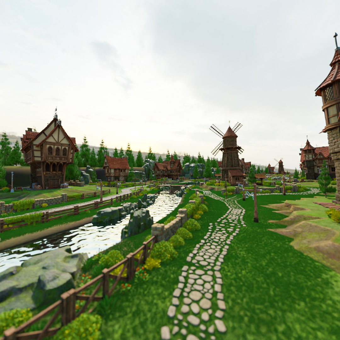 STYLIZED MEDIEVAL BUILDING ENVIRONMENT SCENE WITH ALL THE ASSET Low-poly 3D model_26