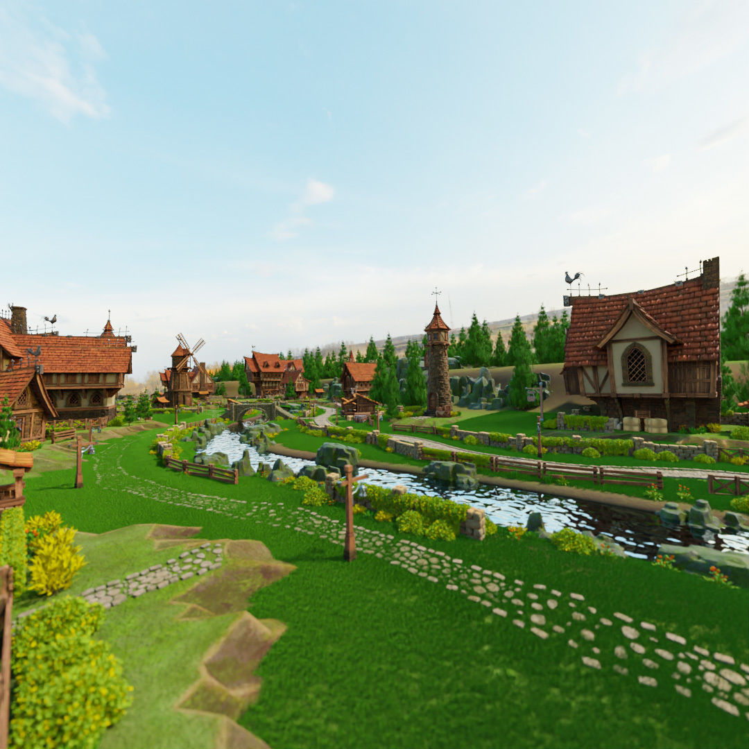 STYLIZED MEDIEVAL BUILDING ENVIRONMENT SCENE WITH ALL THE ASSET Low-poly 3D model_28