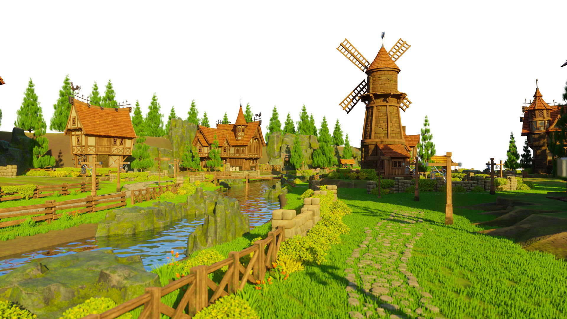 STYLIZED MEDIEVAL BUILDING ENVIRONMENT SCENE WITH ALL THE ASSET Low-poly 3D model_33