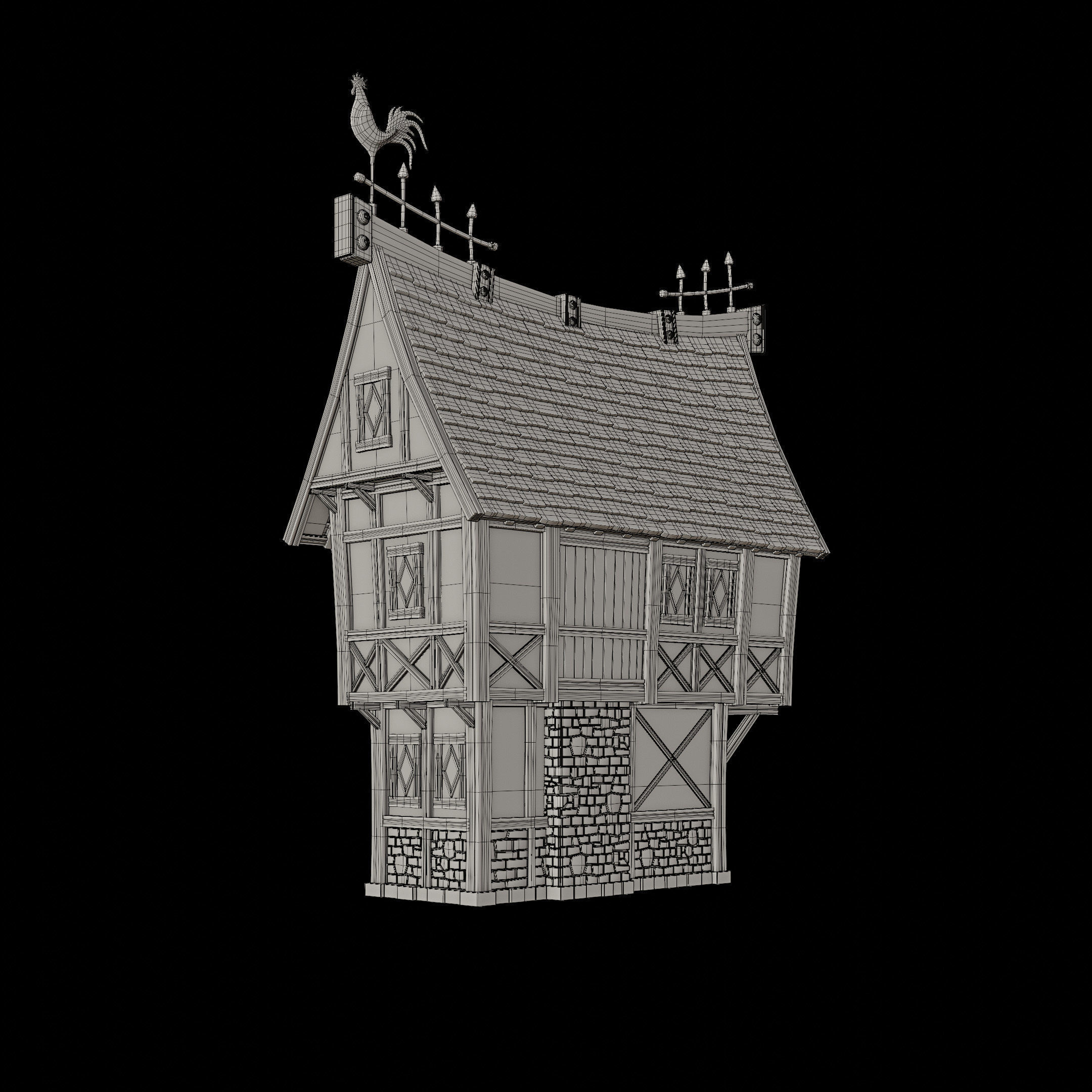 STYLIZED MEDIEVAL BUILDING ENVIRONMENT SCENE WITH ALL THE ASSET Low-poly 3D model_35