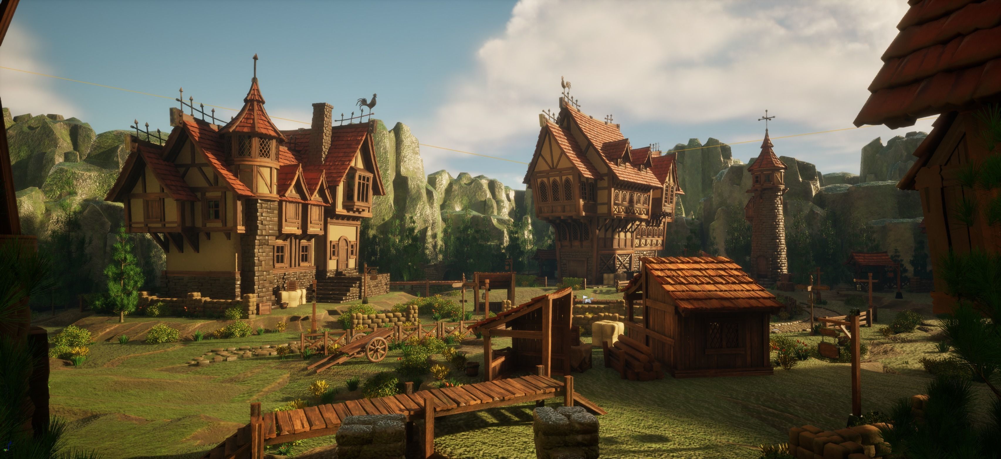 STYLIZED MEDIEVAL BUILDING ENVIRONMENT SCENE WITH ALL THE ASSET Low-poly 3D model_2