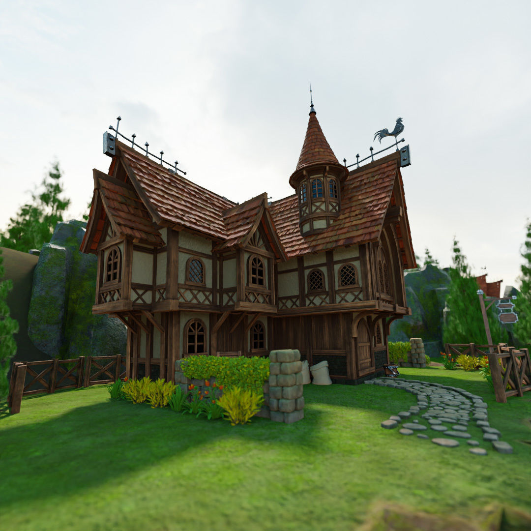 STYLIZED MEDIEVAL BUILDING ENVIRONMENT SCENE WITH ALL THE ASSET Low-poly 3D model_22