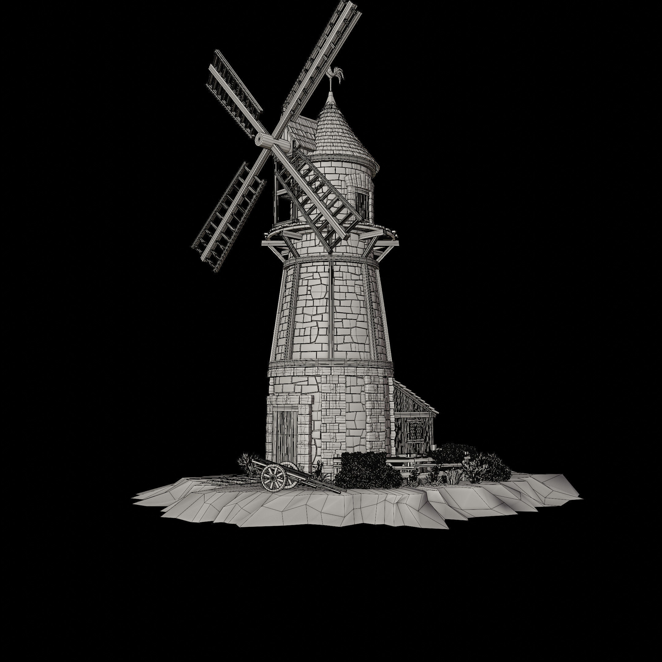 STYLIZED MEDIEVAL BUILDING ENVIRONMENT SCENE WITH ALL THE ASSET Low-poly 3D model_42