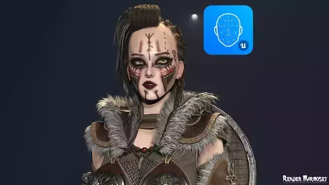Viking Girl Modular Low-poly 3D model