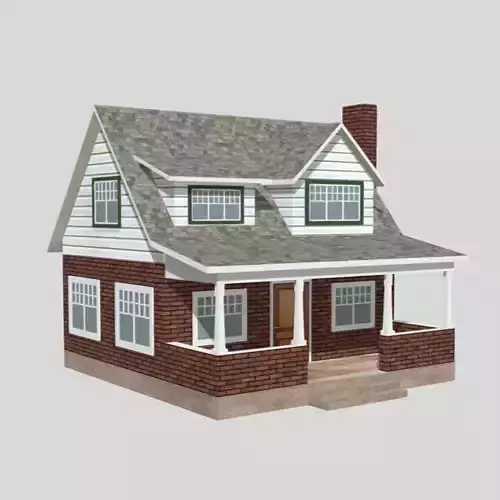 American Style Cottage - Town House Model Low-poly 3D model
