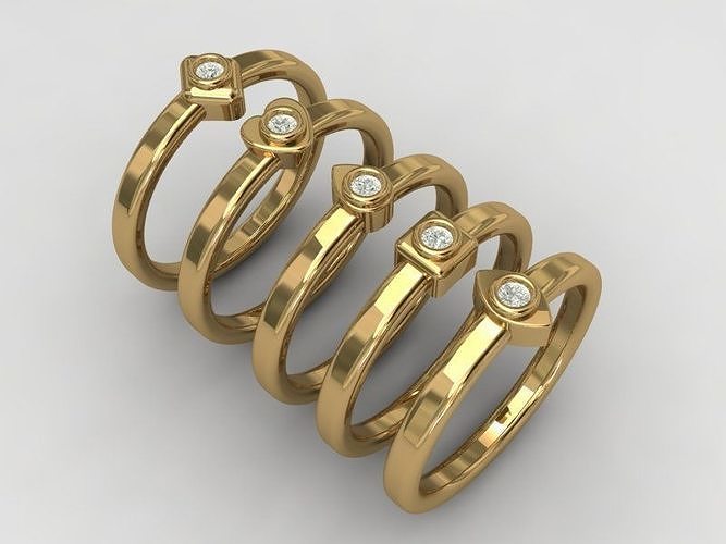 minimal gold gem ring 3D print model