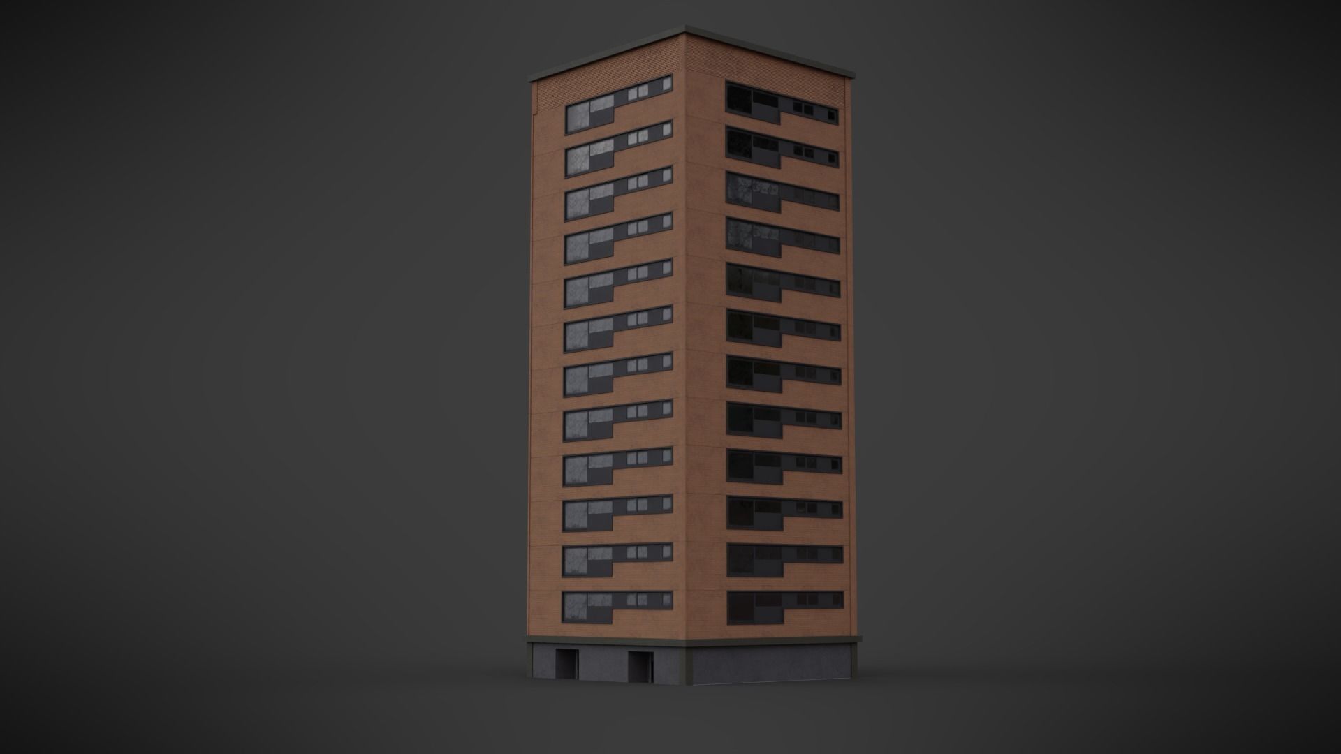 Residential Building PBR Model Low-poly 3D model_1