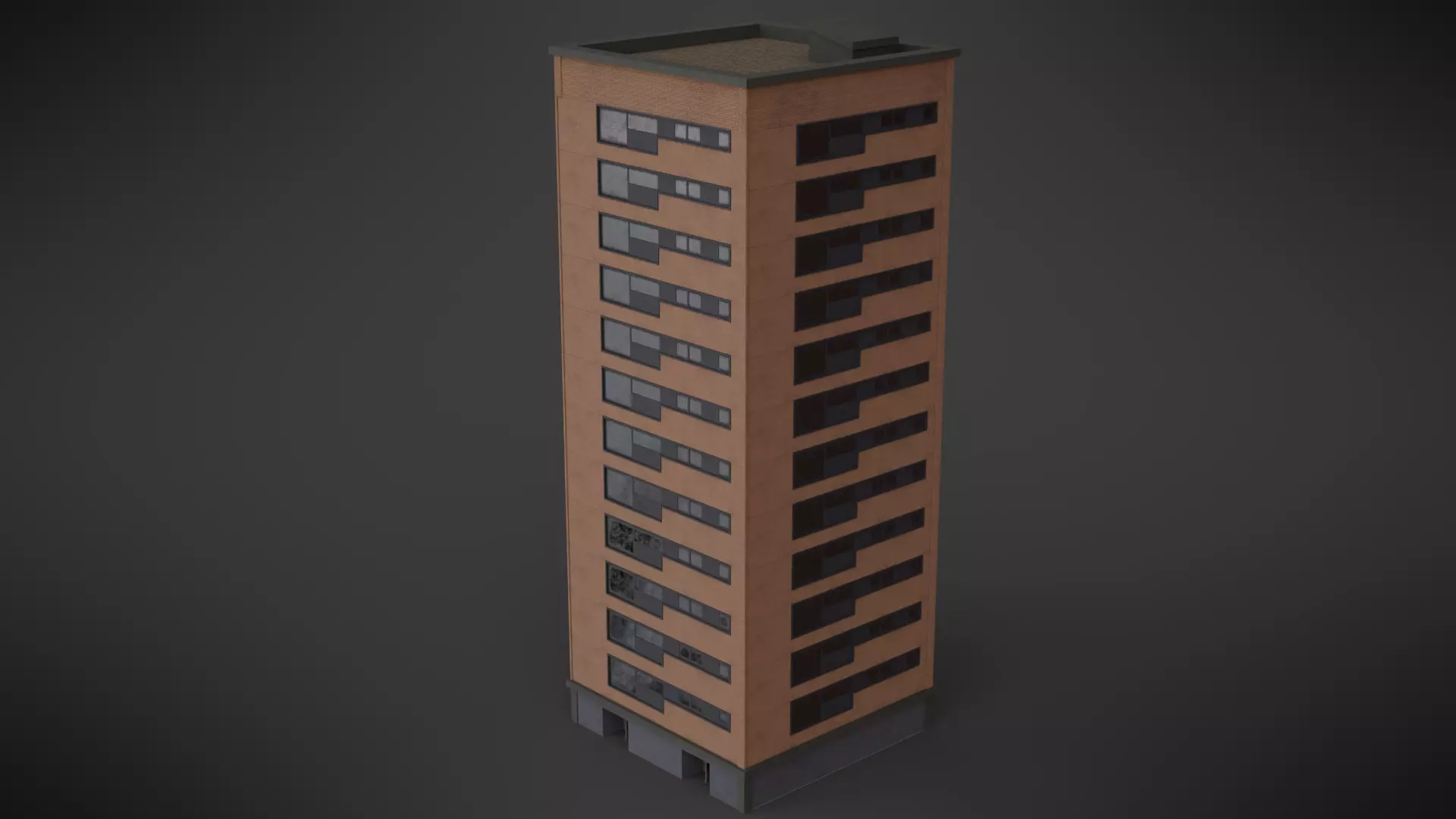 Residential Building PBR Model Low-poly 3D model_0