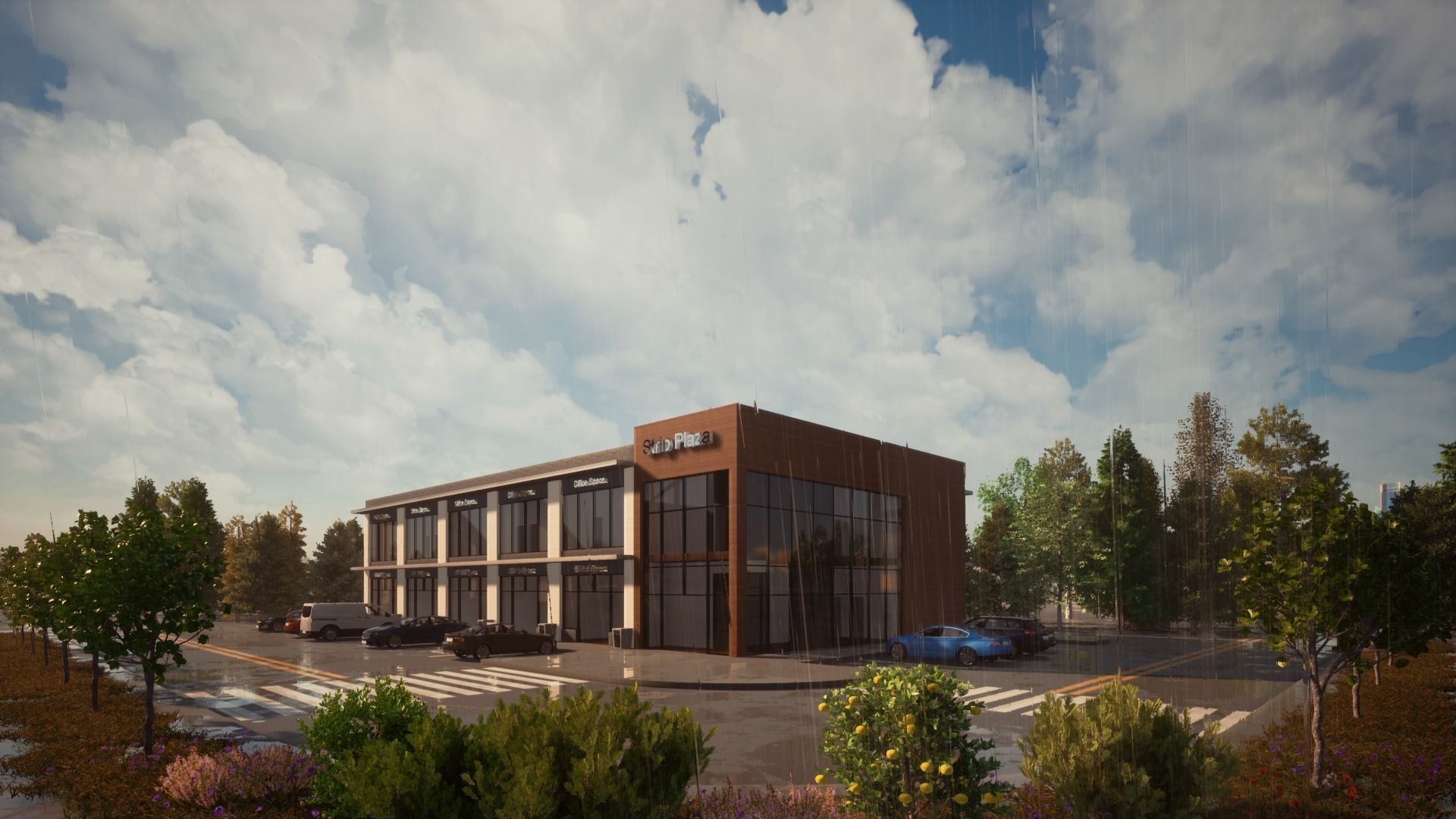 Strip Plaza - Strip Mall Revit and Twinmotion  3D model_5