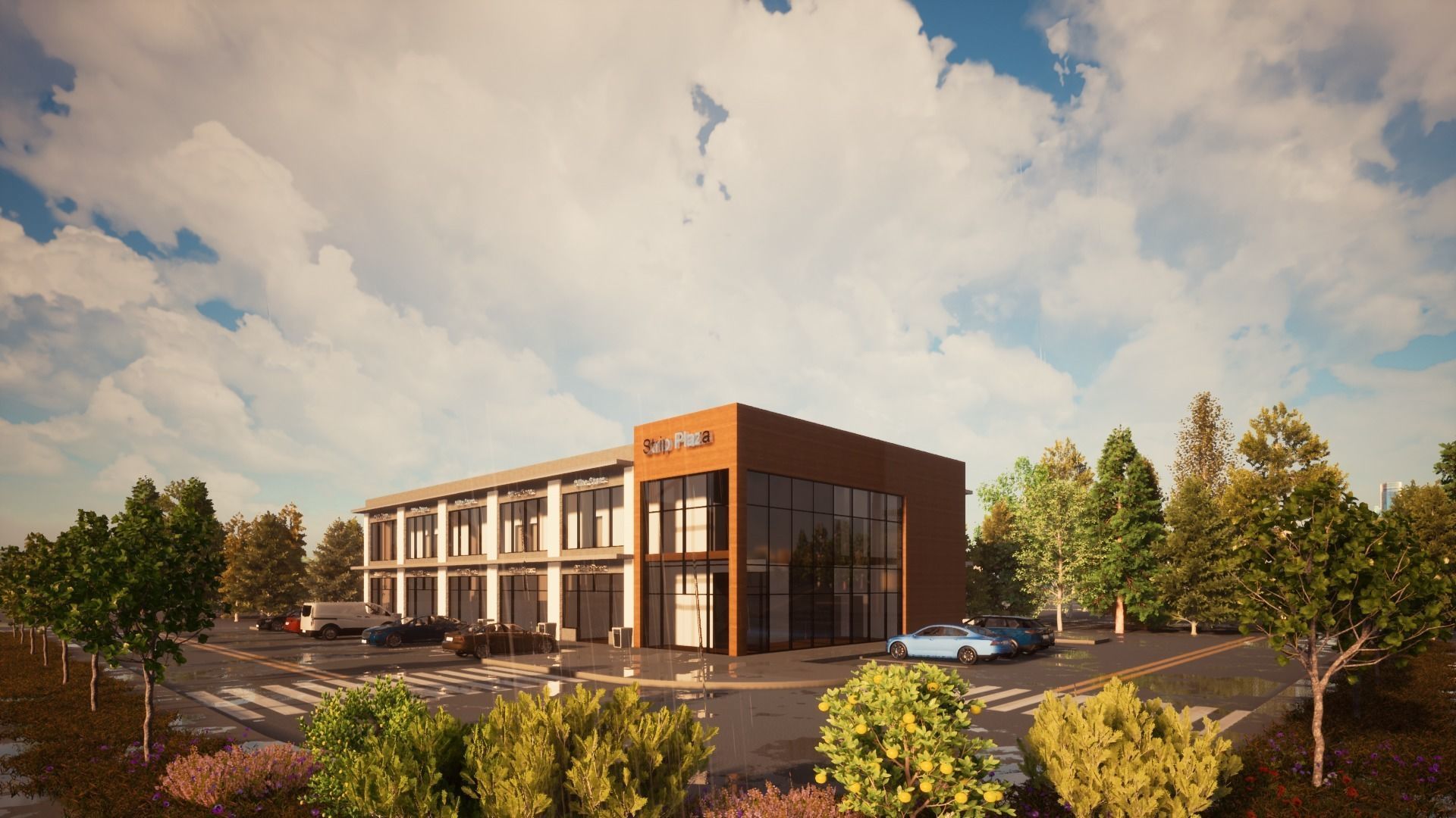 Strip Plaza - Strip Mall Revit and Twinmotion  3D model_2