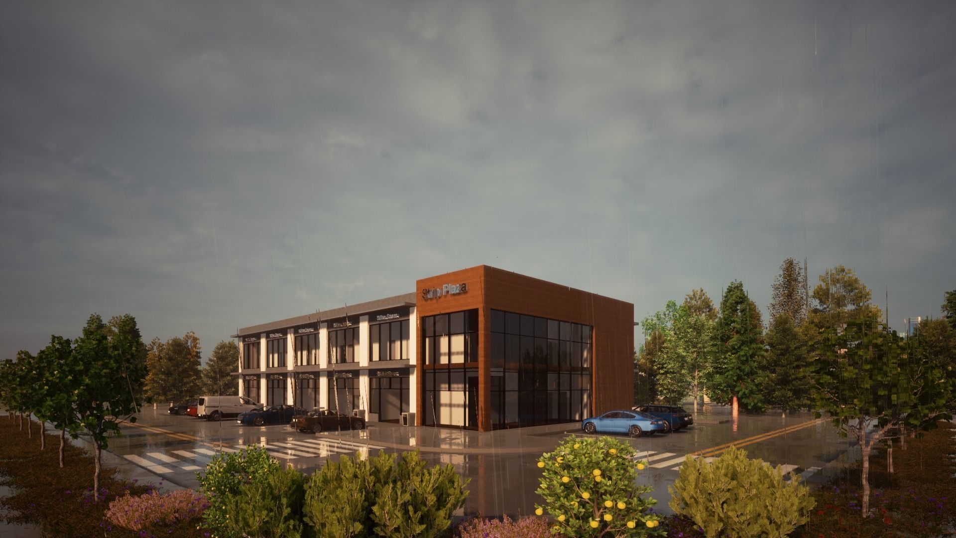 Strip Plaza - Strip Mall Revit and Twinmotion  3D model_4