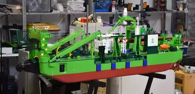 D Artagnan Dredger excavator Ship cutting suction dredger 3D print model
