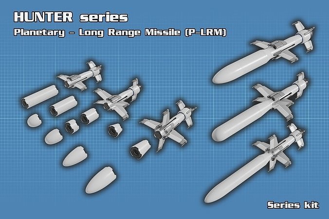 Sci Fi Missile Hunter - series Kit Low-poly 3D model