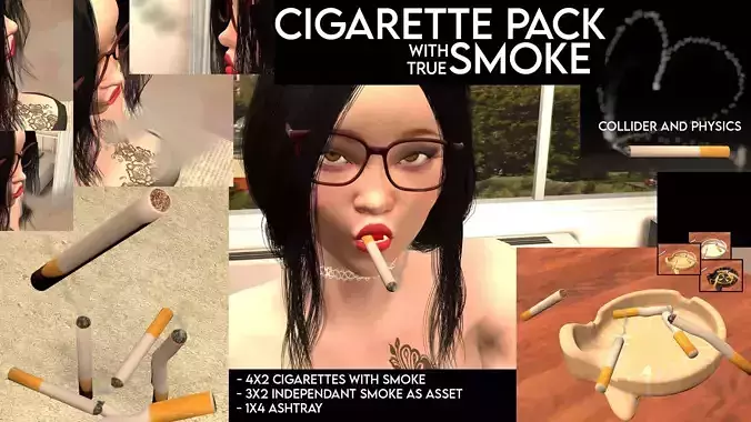 Cigarettes with smokes and ashtray