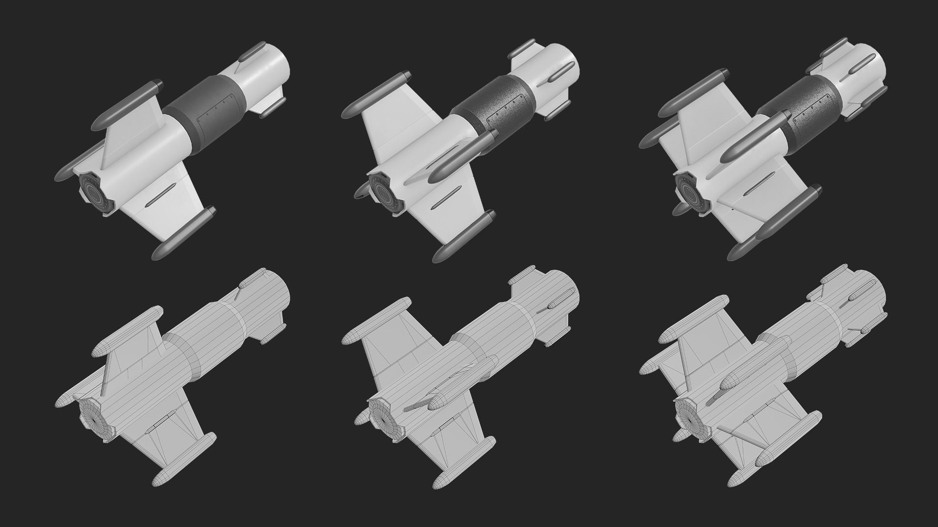 Sci Fi Missile Destroyer - series Kit Low-poly 3D model_4