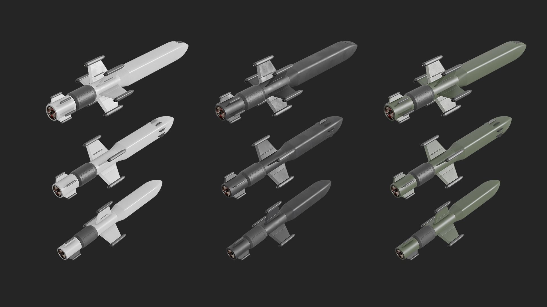 Sci Fi Missile Destroyer - series Kit Low-poly 3D model_7