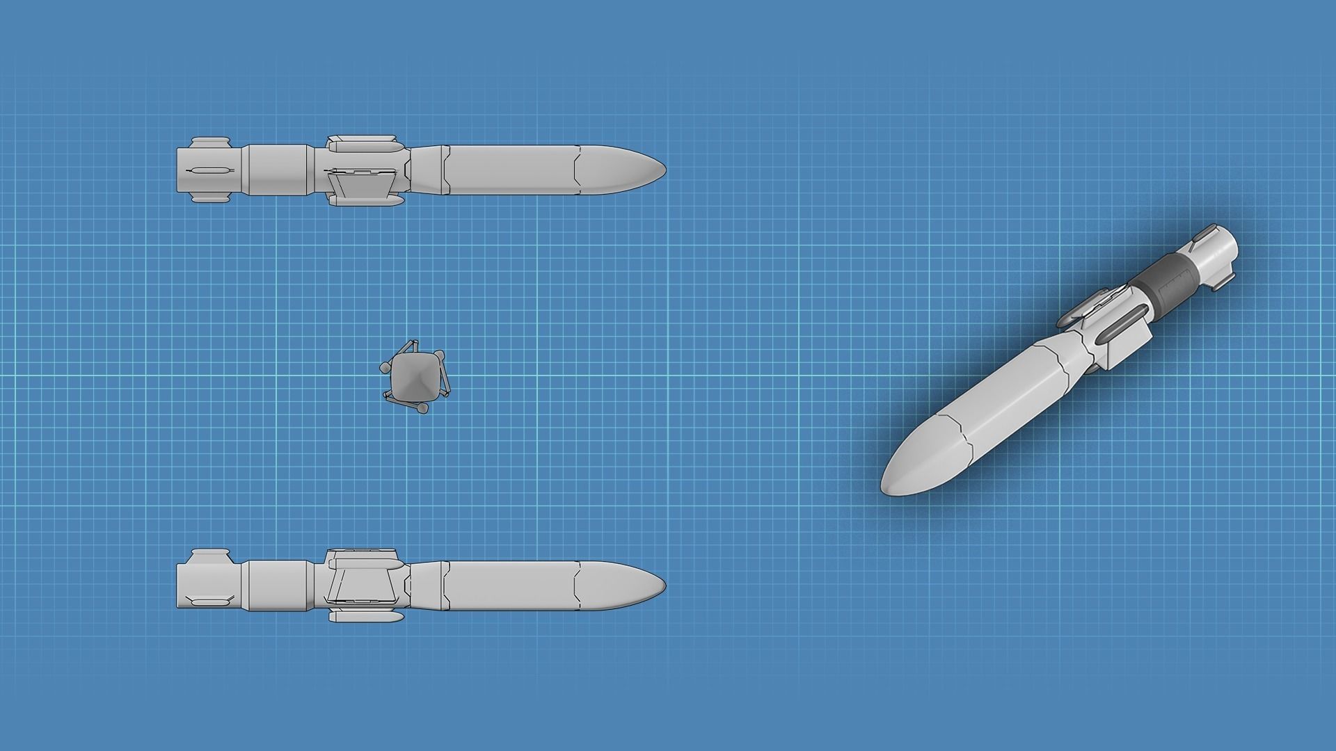Sci Fi Missile Destroyer - series Kit Low-poly 3D model_10