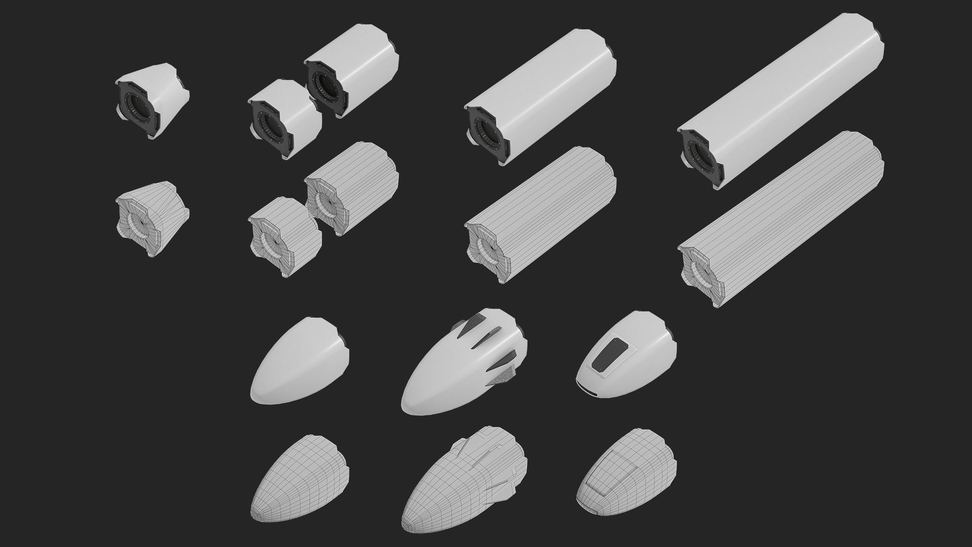 Sci Fi Missile Destroyer - series Kit Low-poly 3D model_5