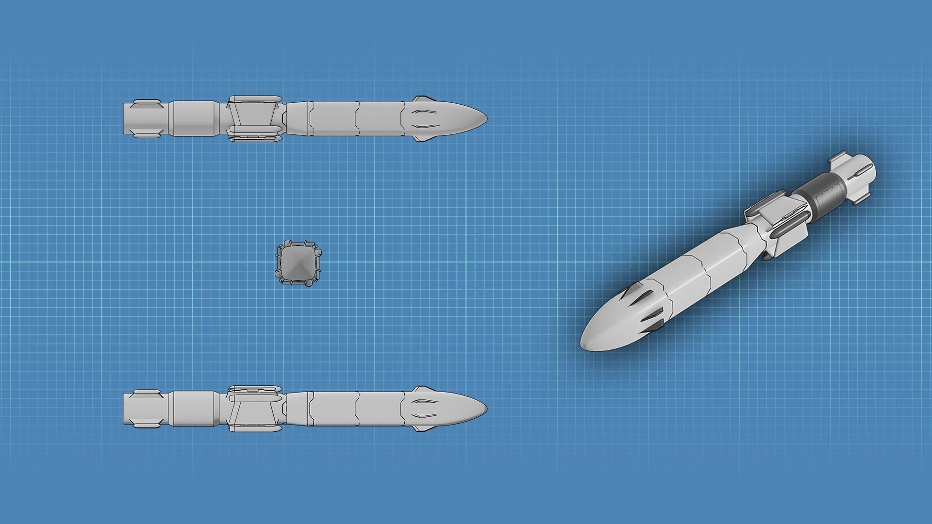 Sci Fi Missile Destroyer - series Kit Low-poly 3D model_12