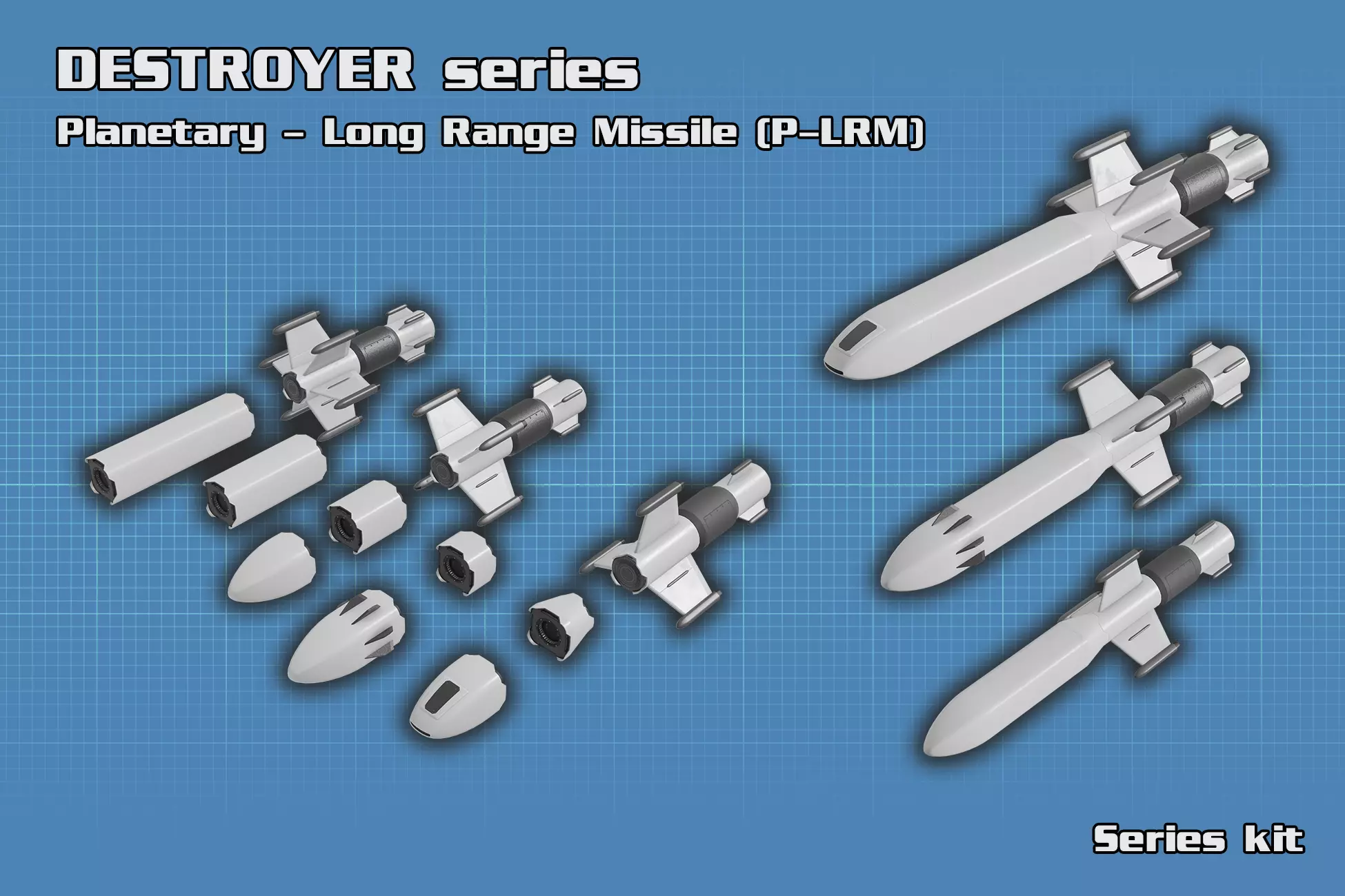 Sci Fi Missile Destroyer - series Kit Low-poly 3D model_0