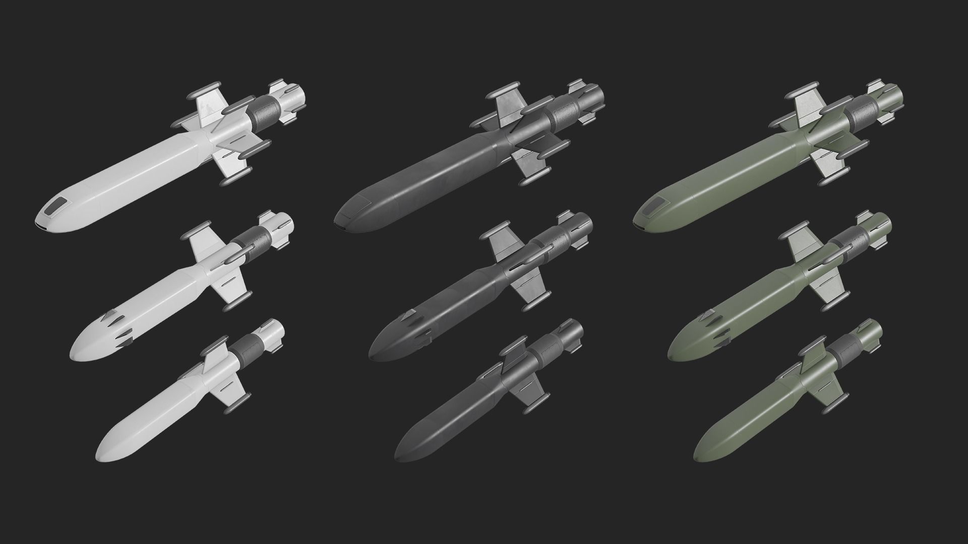 Sci Fi Missile Destroyer - series Kit Low-poly 3D model_6