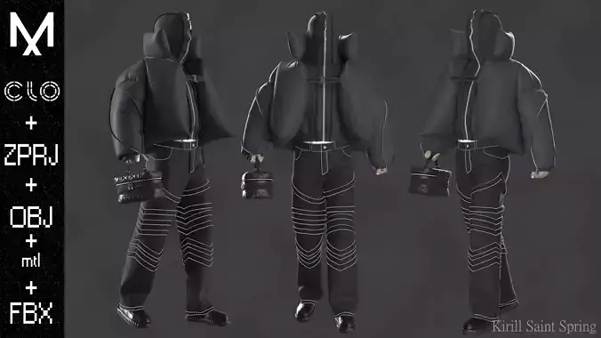 Tactical Outfit Male Marvelous designer Clo3d OBJ mtl FBX ZPRJ