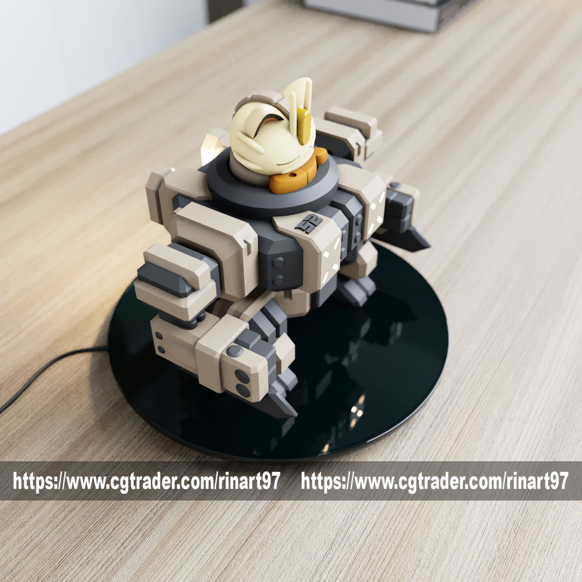POKEMON - MEOWTH MECHA TANK EASY PRINT NO SUPPORT 3D print model_24