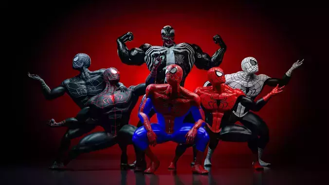 PACK SPIDERMAN AND VENOM-FULL RIGGED- Low-poly 3D model