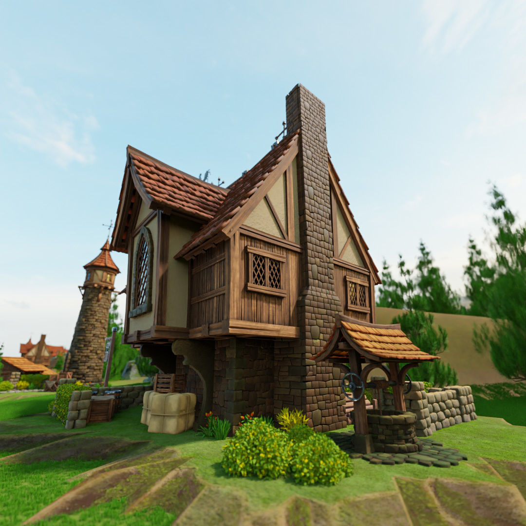 STYLIZED MEDIEVAL BUILDING ENVIRONMENT PACK 3D Model Collection_33
