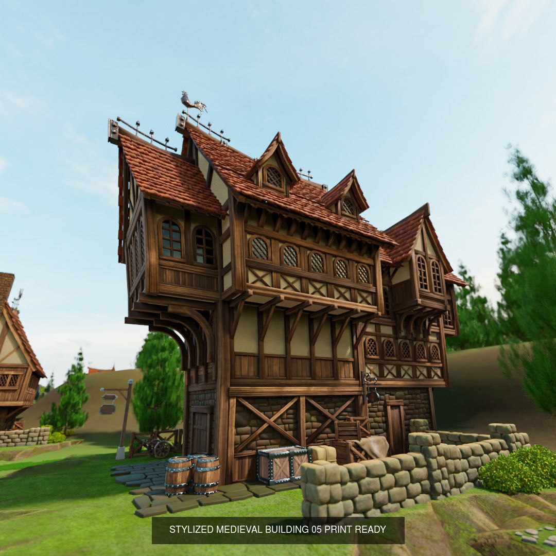 STYLIZED MEDIEVAL BUILDING ENVIRONMENT PACK 3D Model Collection_6