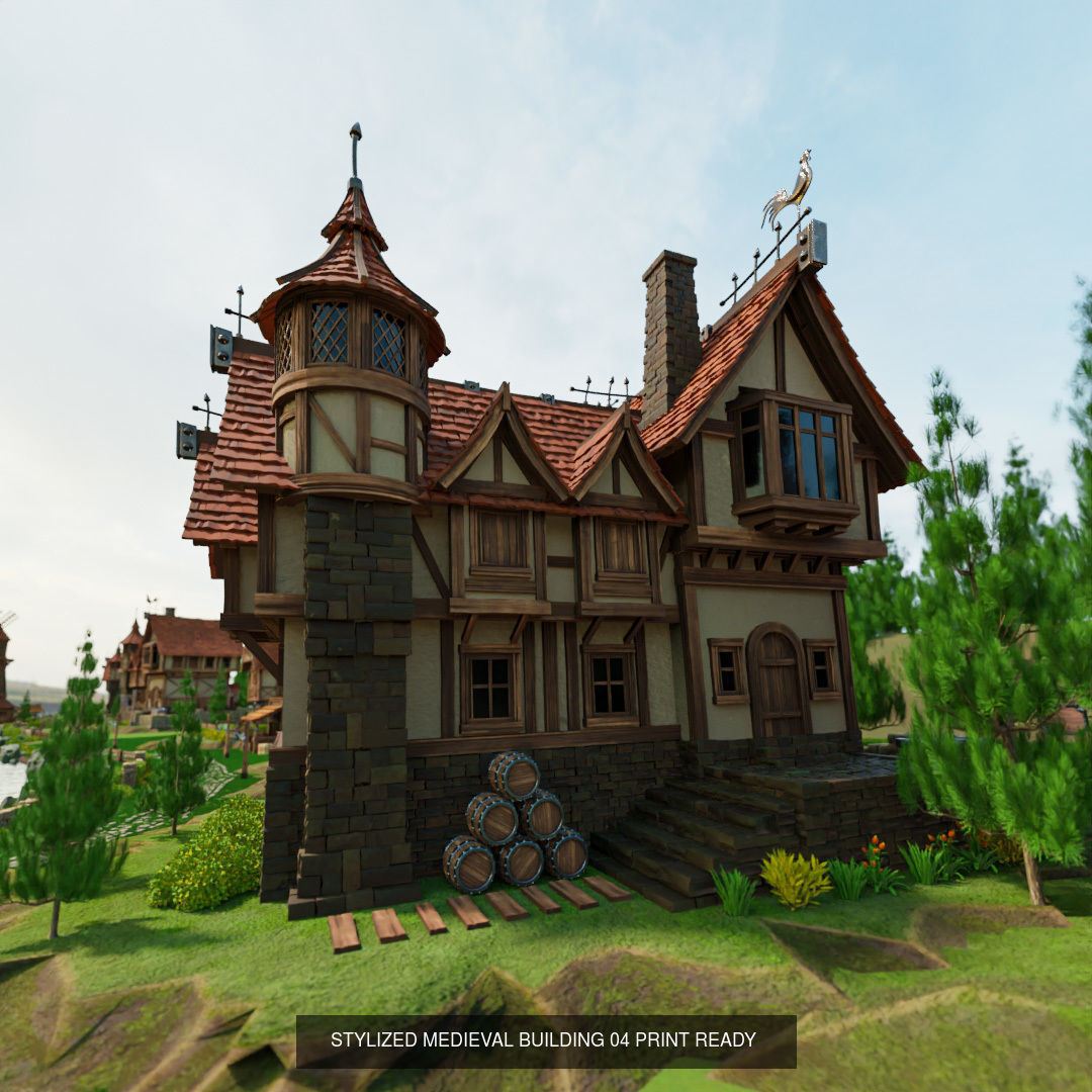 STYLIZED MEDIEVAL BUILDING ENVIRONMENT PACK 3D Model Collection_5