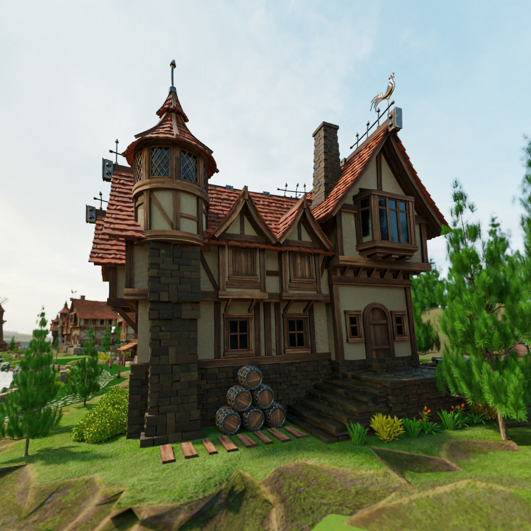 STYLIZED MEDIEVAL BUILDING ENVIRONMENT PACK 3D Model Collection_31