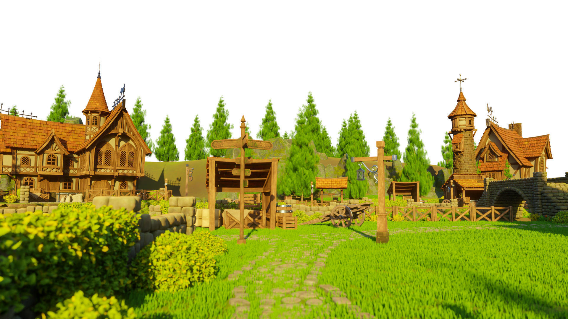 STYLIZED MEDIEVAL BUILDING ENVIRONMENT PACK 3D Model Collection_41