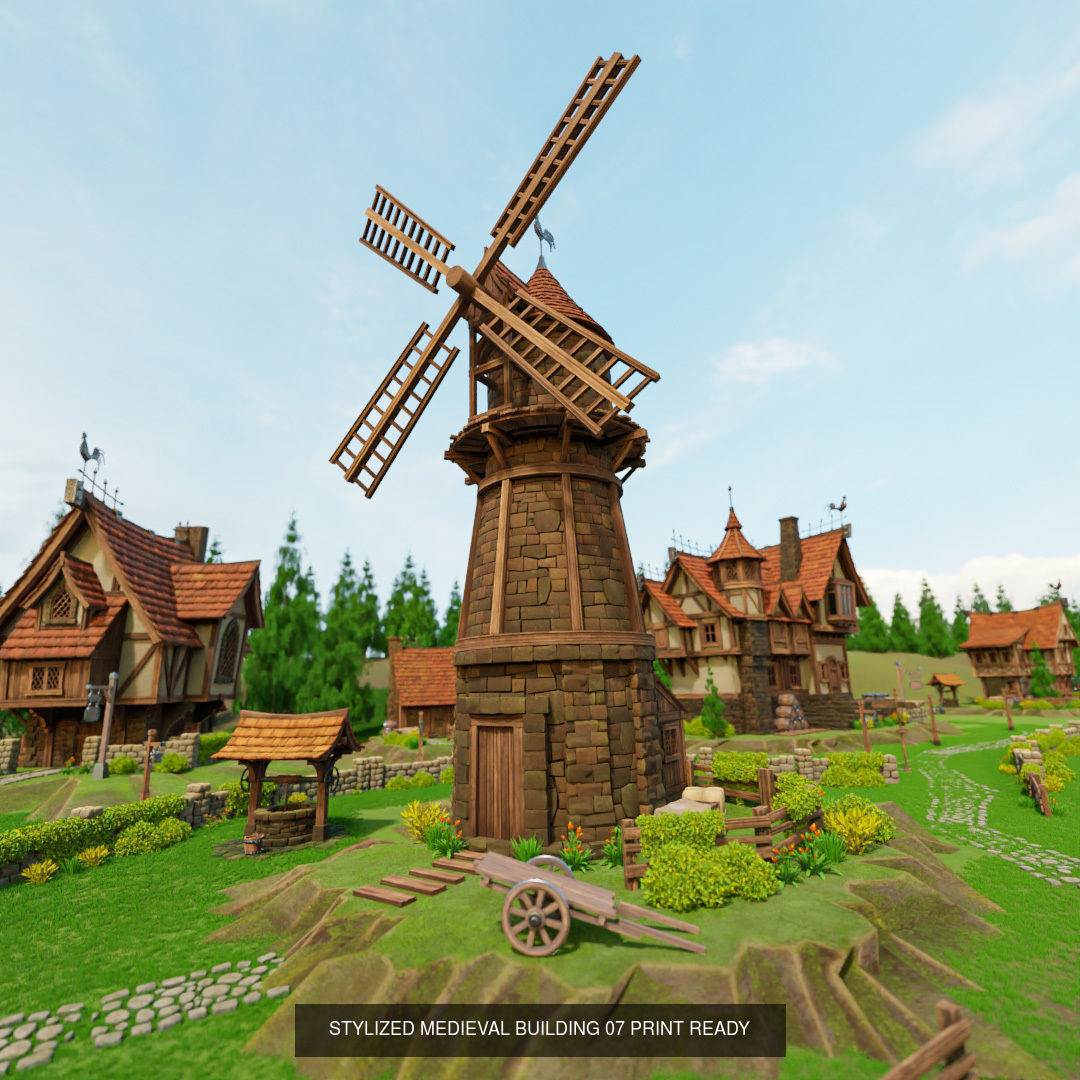 STYLIZED MEDIEVAL BUILDING ENVIRONMENT PACK 3D Model Collection_8