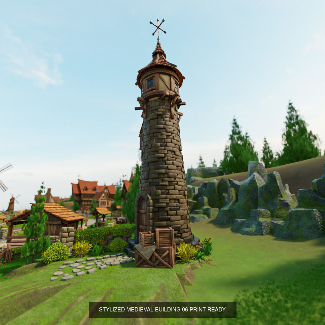 STYLIZED MEDIEVAL BUILDING ENVIRONMENT PACK 3D Model Collection_7