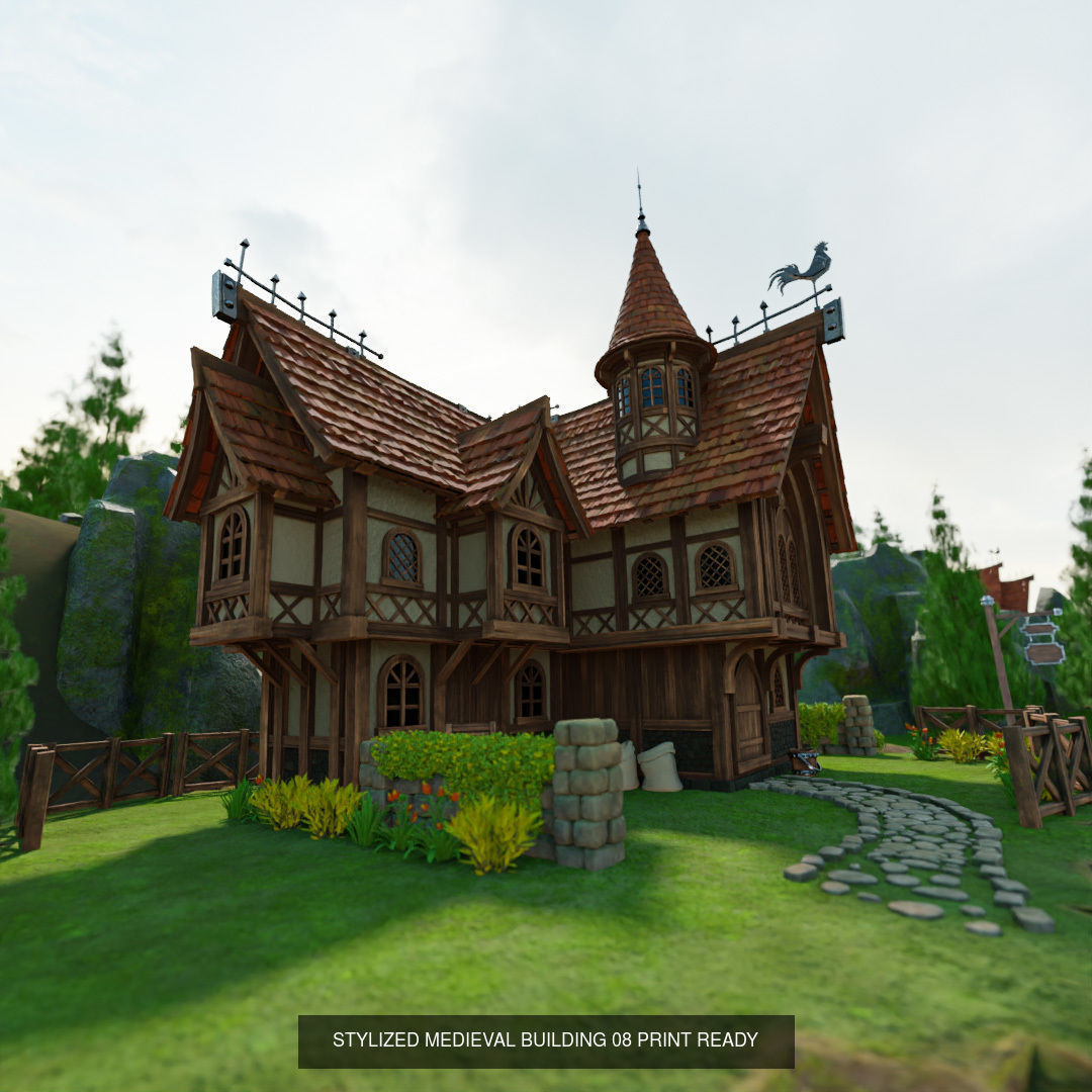 STYLIZED MEDIEVAL BUILDING ENVIRONMENT PACK 3D Model Collection_9