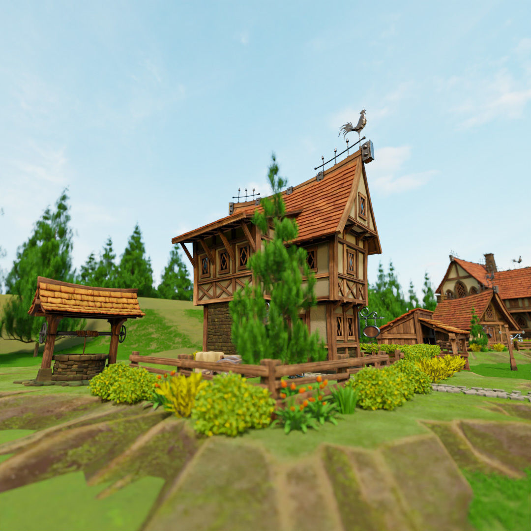 STYLIZED MEDIEVAL BUILDING ENVIRONMENT PACK 3D Model Collection_17