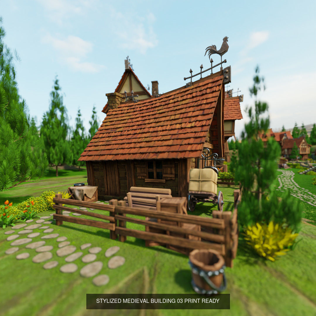 STYLIZED MEDIEVAL BUILDING ENVIRONMENT PACK 3D Model Collection_4