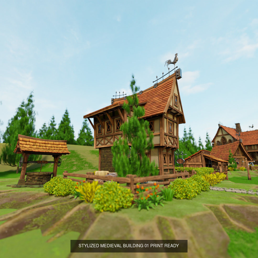 STYLIZED MEDIEVAL BUILDING ENVIRONMENT PACK 3D Model Collection_2
