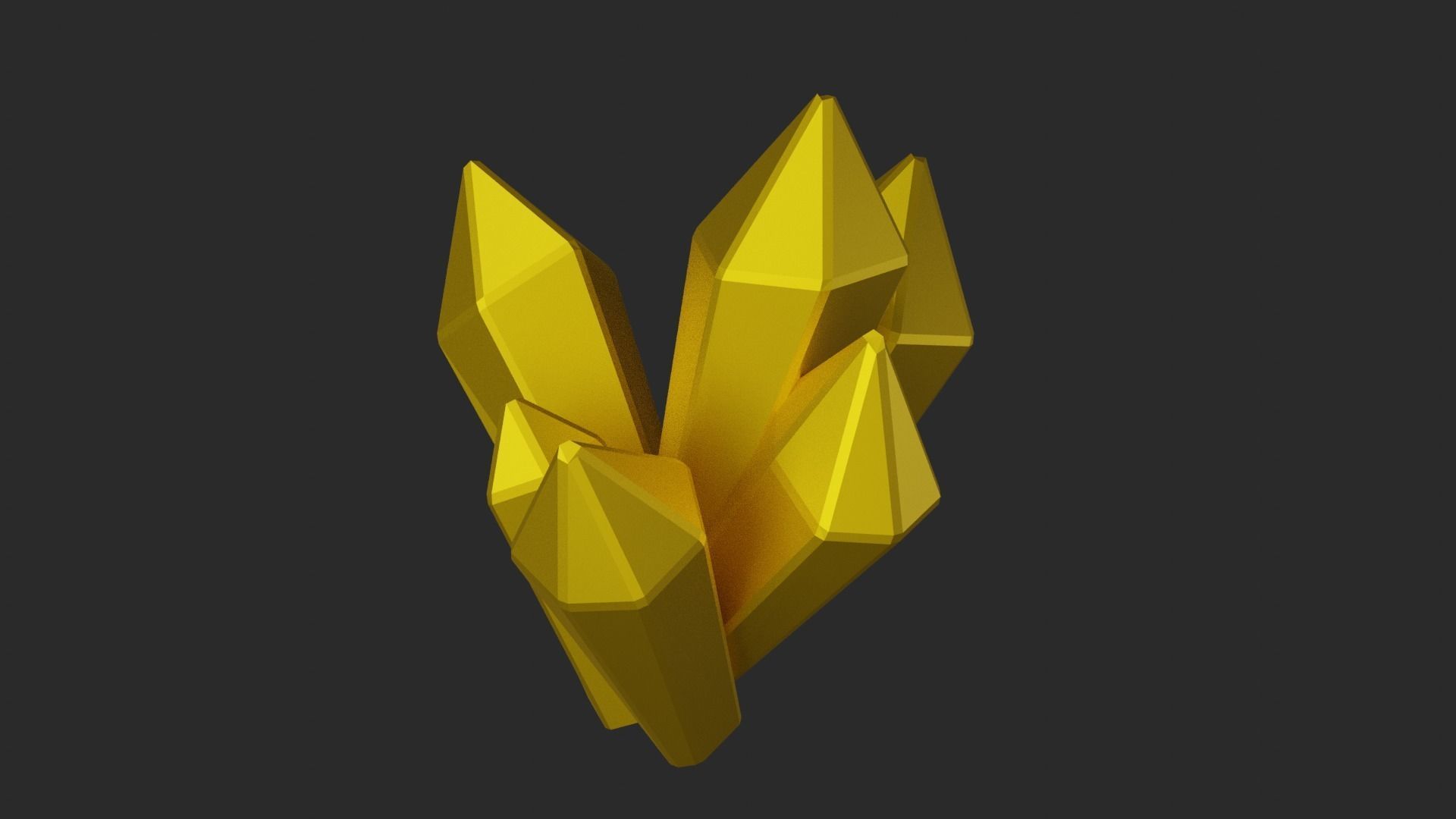 Gold Crystal  Low-poly 3D model_10