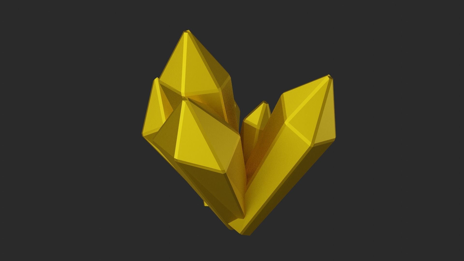 Gold Crystal  Low-poly 3D model_5