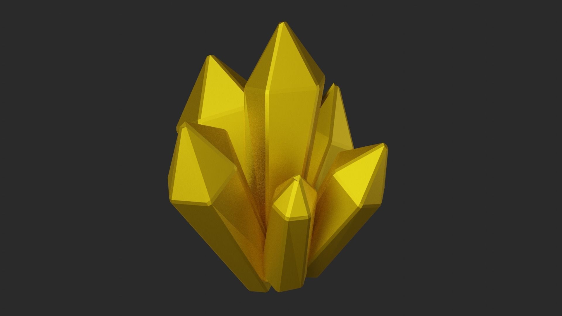 Gold Crystal  Low-poly 3D model_1