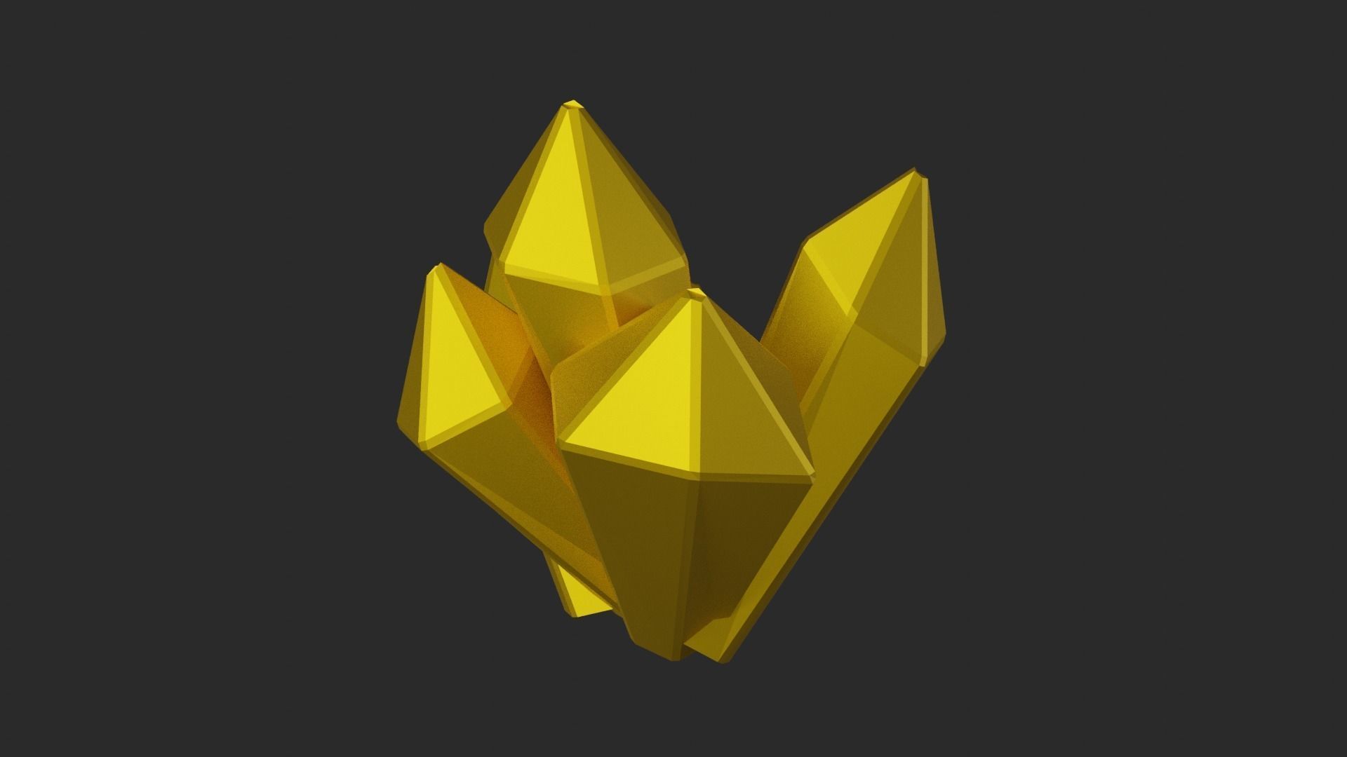 Gold Crystal  Low-poly 3D model_6