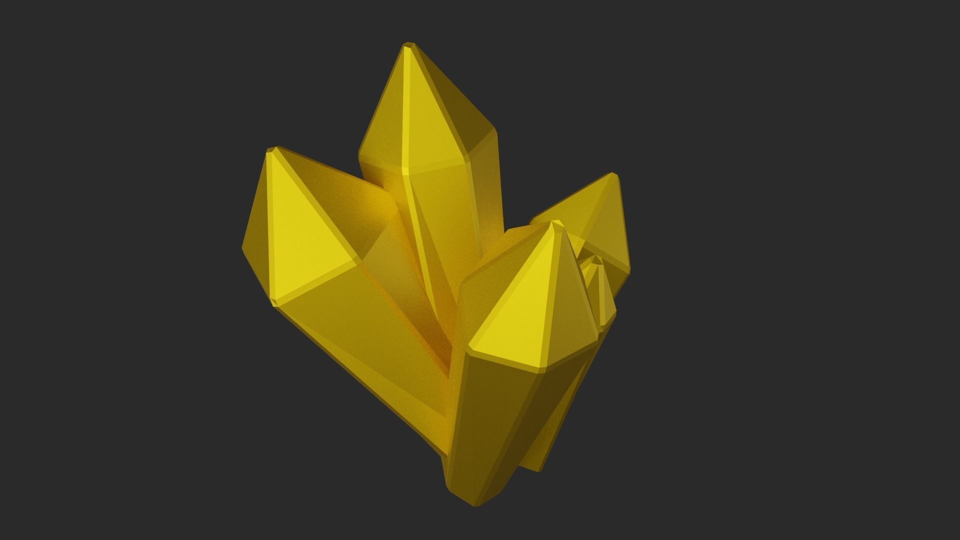 Gold Crystal  Low-poly 3D model_3
