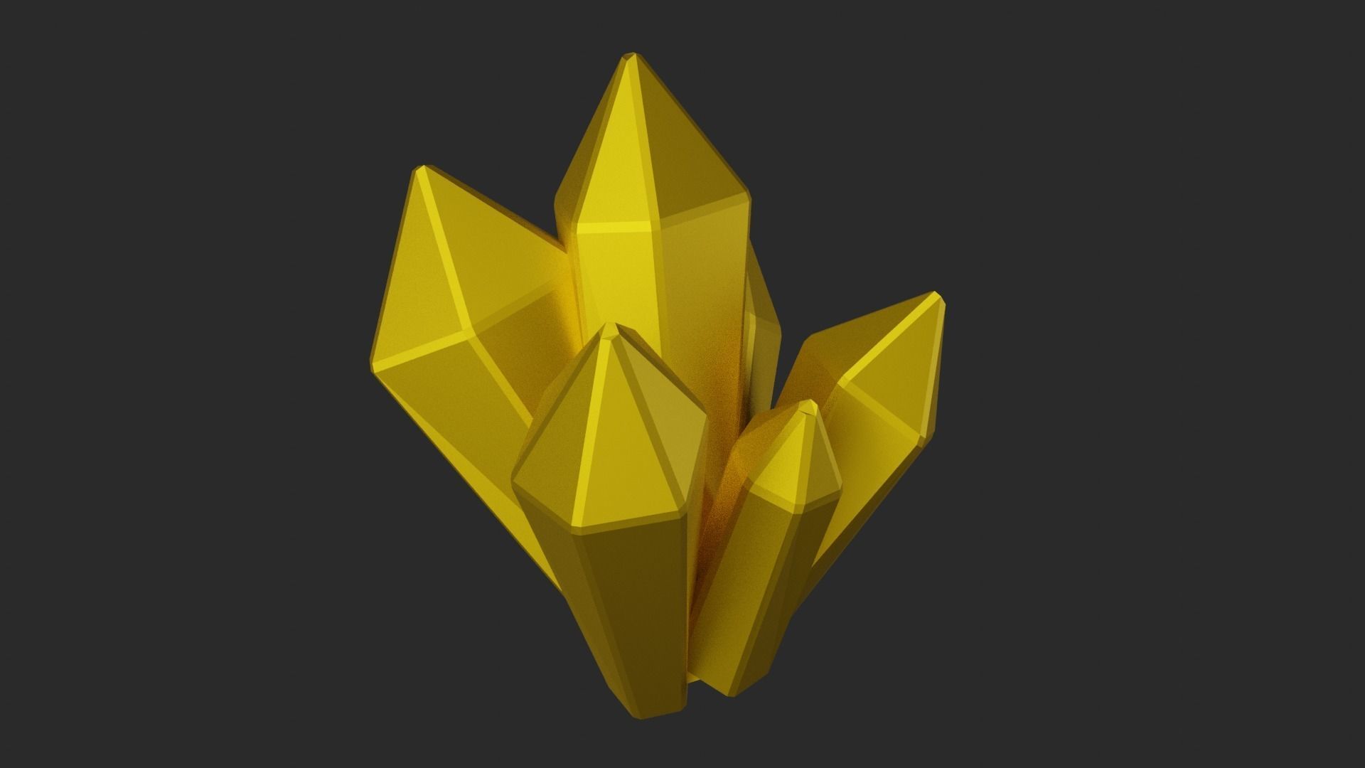 Gold Crystal  Low-poly 3D model_2