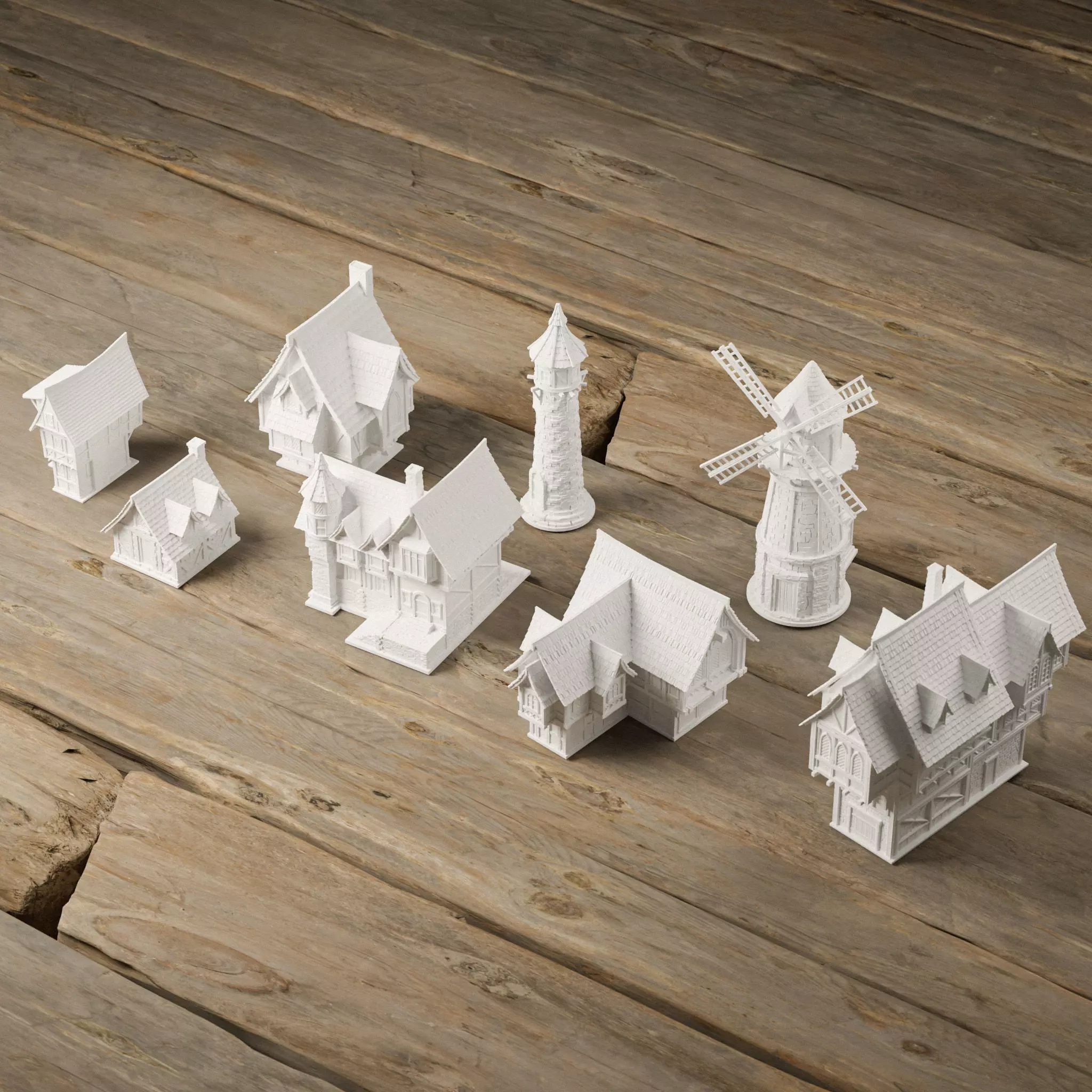 STYLIZED MEDIEVAL BUILDING PRINTABLE PACK 3D print model_0